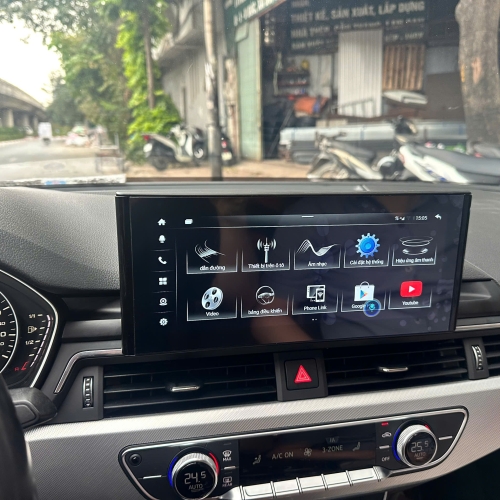 Màn hình Android Audi A4 2017 tích hợp đầy đủ các tính năng hiện đại, bản đồ, camera 360, áp suất lốp...