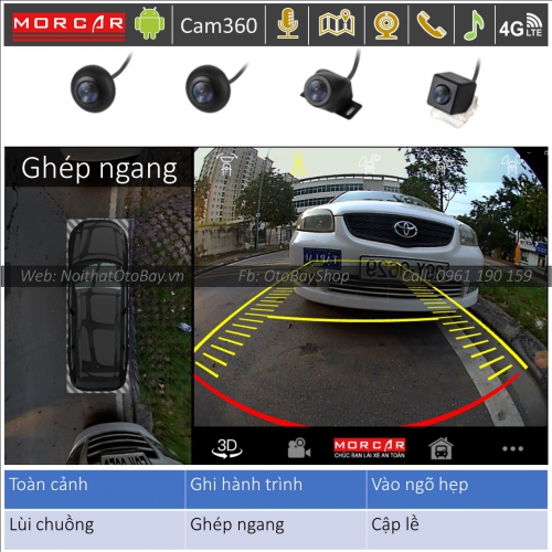 Camera 360 Morcar M5760 Lai xe ghep ngang qua de dang