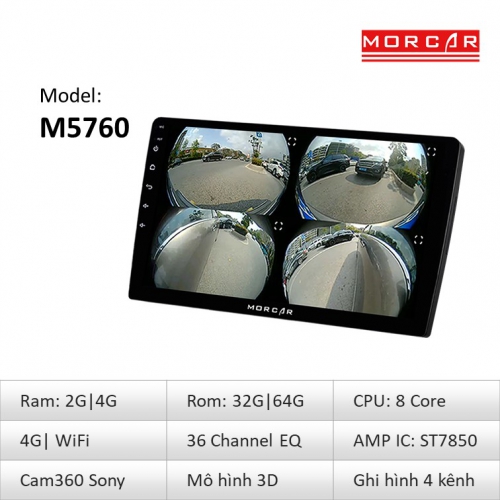 He thong man hinh Android Morcar M5760 va camera 360 sony 3