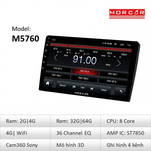He thong man hinh Android Morcar M5760 va camera 360 sony 4
