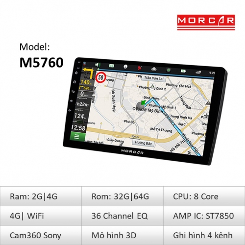 He thong man hinh Android Morcar M5760 va camera 360 sony 5