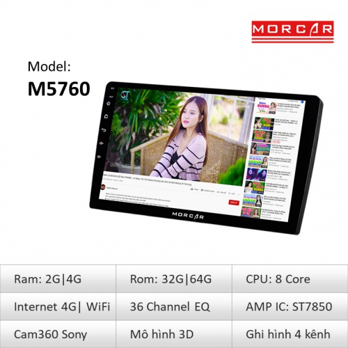 He thong man hinh Android Morcar M5760 va camera 360 sony 7