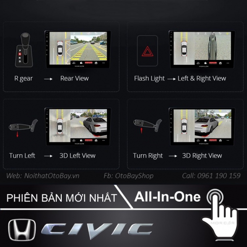 Hệ Thống Màn Hình Android & Camera 360 Cho Civic 2016-2020 22 Man Hinh Android Va Camera 360 Cho Civic 2016 2020 2