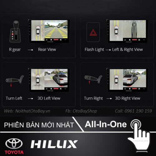 Man Hinh Android Va Camera 360 Cho xe Hilux 2007 2015 2