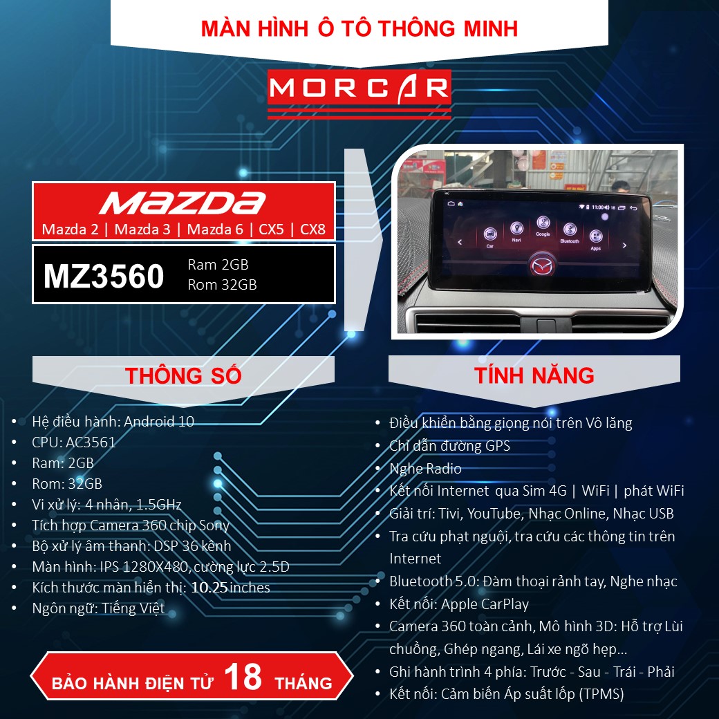 Màn Hình Android Mazda CX5 2018-2020 (10.25") 26 Man hinh Android 10.25 inches Morcar MZ3560