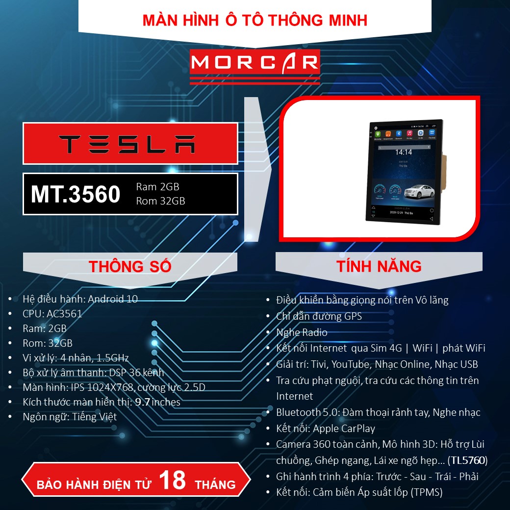 Màn Hình Tesla Chevrolet Cruze 2015-2019 (9.7") 4 Man hinh Tesla Morcar MT.3560