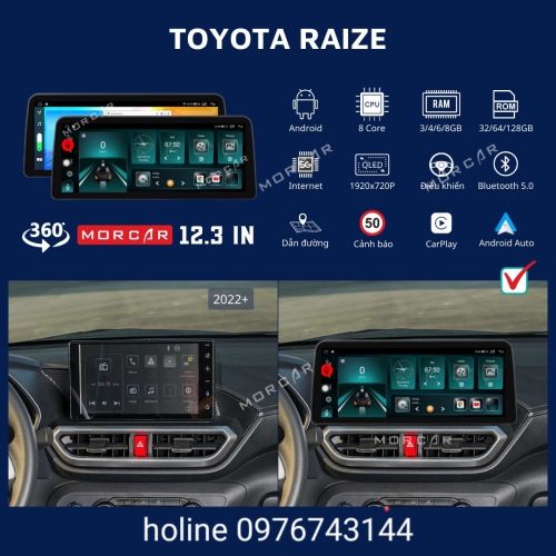 Màn hình Android Toyota Raize mới nhất