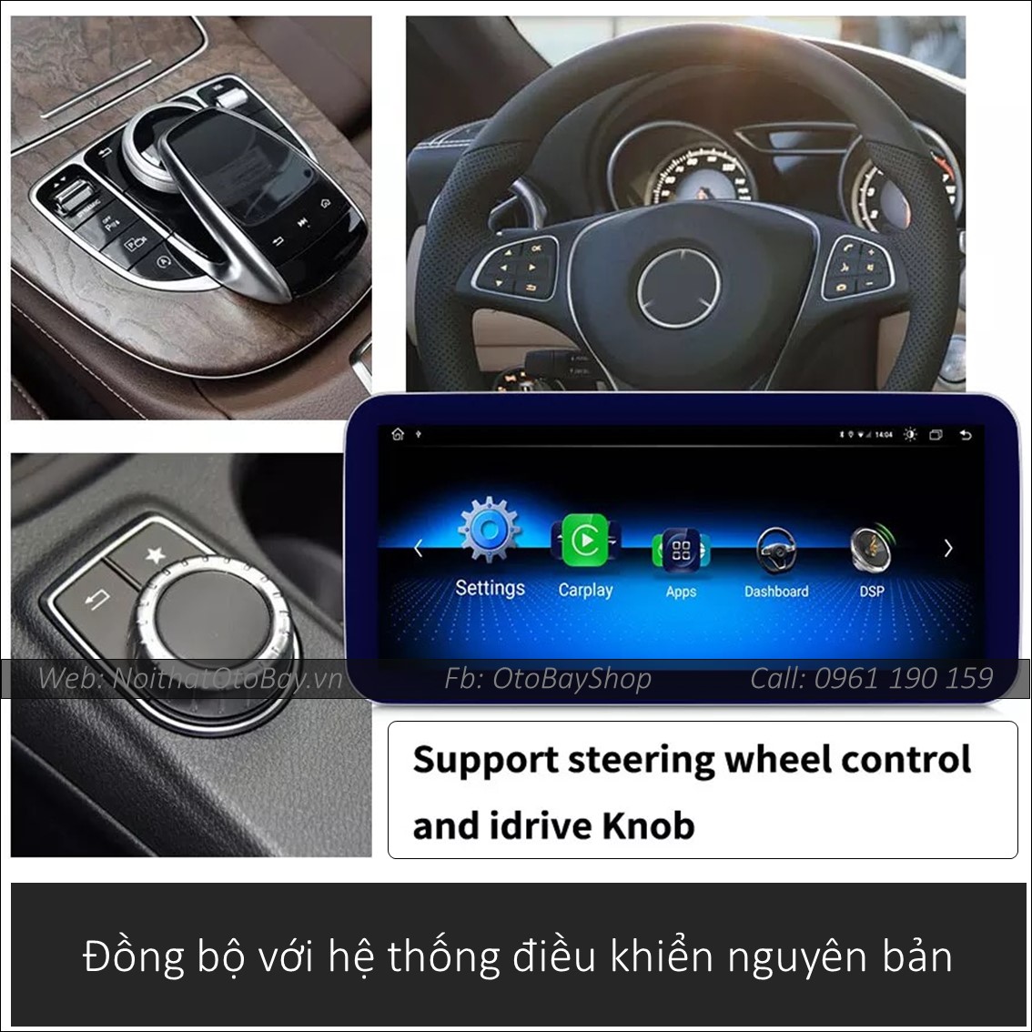 Man hinh android morcar cho xe mercedes bmw audi tich hop volang knob control